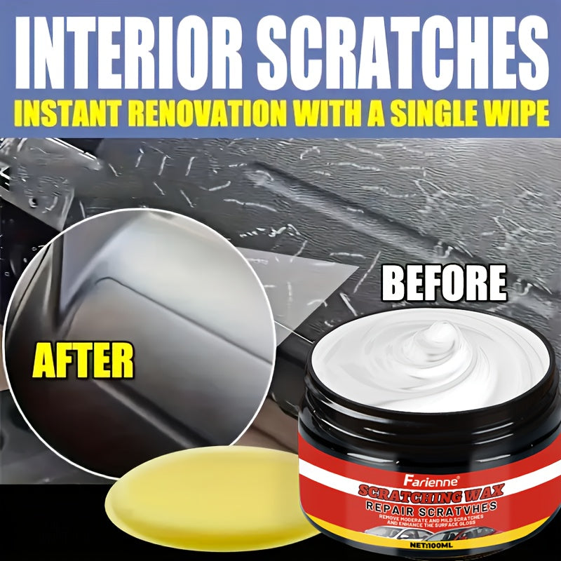 Nano Gloss Car Scratch Repair Wax Kit 100G – Clay Bar & Sponge Included, Removes Scratches Swirls Matte Imperfections, All Car Paint Colors, Clear Coat Safe, DIY Auto Paint Restoration Polish