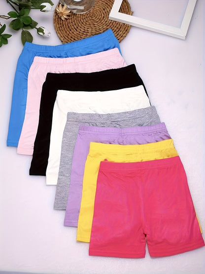 Girls Bike Shorts 8-Pack Soft Modal Cartwheel Dance Shorts Toddler Kids Under Dress Biker Shorts Multicolor Sizes 2-10Y