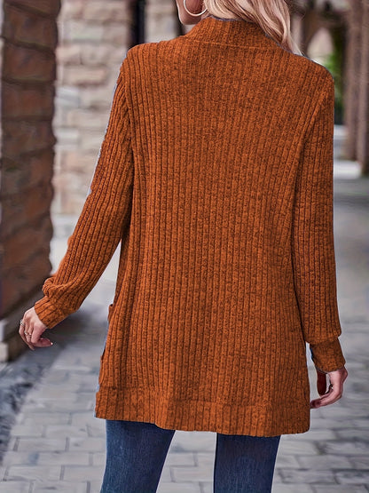 Women's Loose Casual Long Sleeve Blouse Solid Color Pocket Thread Splicing Relaxed Fit Top 10 Colors S-XXL Everyday Wear