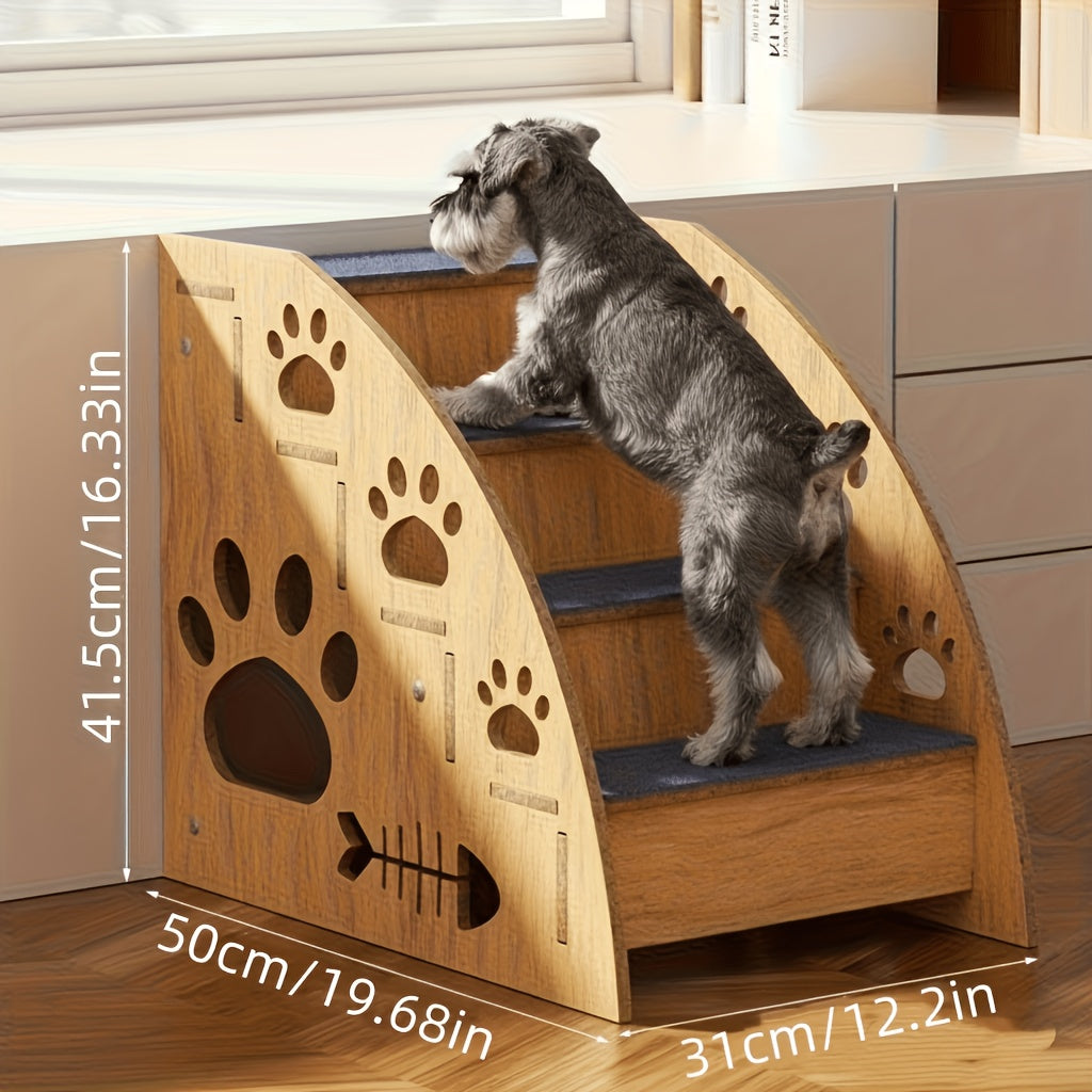 Pet Stairs for Dogs & Cats – Non-Slip 3 or 4 Step Staircase with Safety Railings for Bed & Sofa, Compact Ramp Design, 15 Inches High, for Small & Medium Dogs and Cats