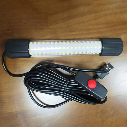 USB 126 LED Underwater Fishing Light with 5M Cord – Night Fish Attractor for Boat, Dock & Ice Fishing, Green & White Light Options, USB Powered Fish Finder Lamp