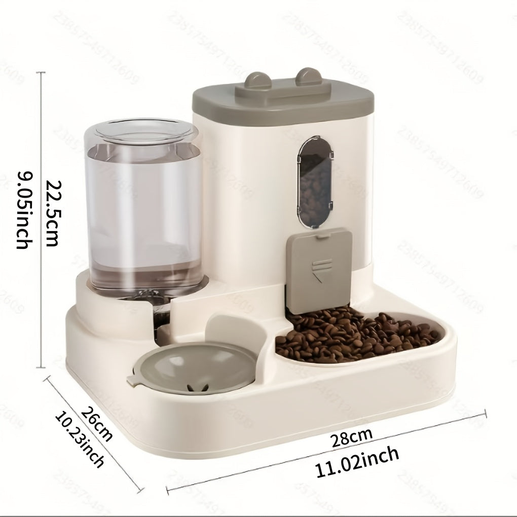 Automatic Cat Feeder Dual-Function Food & Water Dispenser Portion Control Healthy Diet Cute Design Pet Feeding Station Christmas Gift for Cat Lovers