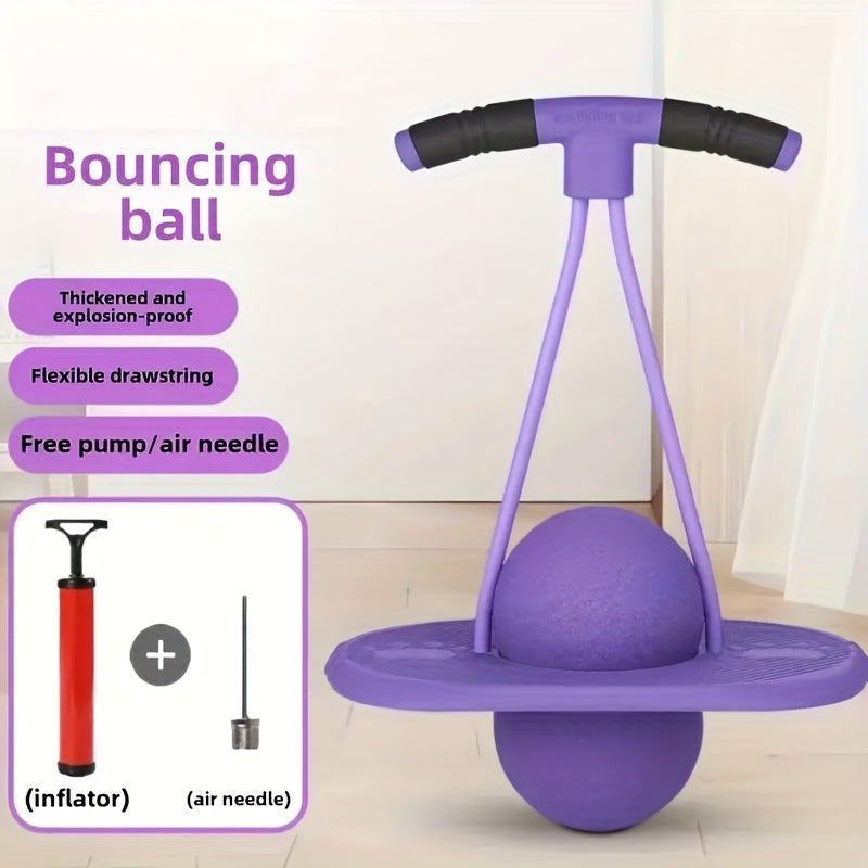 Bounce Ball with Handle for Kids & Adults – Anti-Burst Fitness Hopper Ball, High-Elasticity Jumping Ball, Indoor Outdoor Exercise & Fun, No Battery Needed, Great Gift Idea