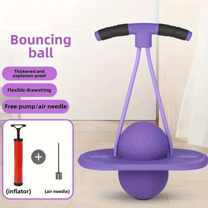 Bounce Ball with Handle for Kids & Adults – Anti-Burst Fitness Hopper Ball, High-Elasticity Jumping Ball, Indoor Outdoor Exercise & Fun, No Battery Needed, Great Gift Idea