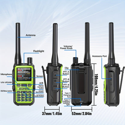 Baofeng UV-5RMini Ham Radio 2-Pack – Long Range Two-Way Radio, USB-C Rechargeable, 999CH, NOAA Weather Alert, Dual PTT, App Programming for Hunting, Camping, Fishing, Skiing & Survival