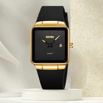 SKMEI Women's Square Quartz Watch Slim Minimalist Elegant Alloy Case Ladies Fashion Wristwatch Daily Wear Gift for Her Gold Black Rose Gold
