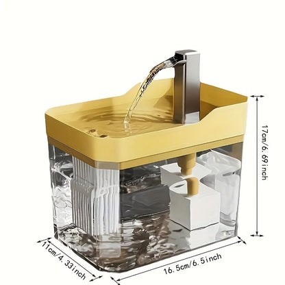 Automatic Pet Water Fountain for Cats & Dogs, 57.48oz Ultra-Quiet USB Circulating Water Dispenser with Filtration, Battery-Free Cat Drinking Feeder