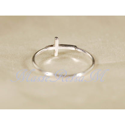 Handmade 925 Sterling Silver Cross Ring Christian Faith Jewelry US Standard Sizes Artisan Crafted Thin Band Daily Wear Religious Gift