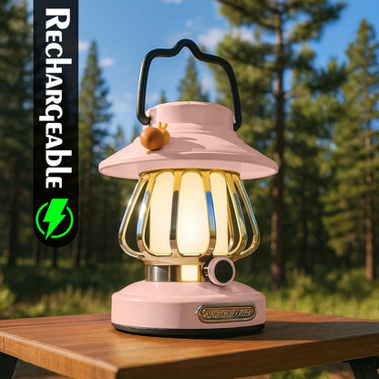 Rechargeable LED Camping Lantern 3-Tone Dimming Snail Design - USB & 18650 Battery Dual Power Freestanding Portable Camp Light for Camping Hiking Emergency Home Office, Green White Pink Purple