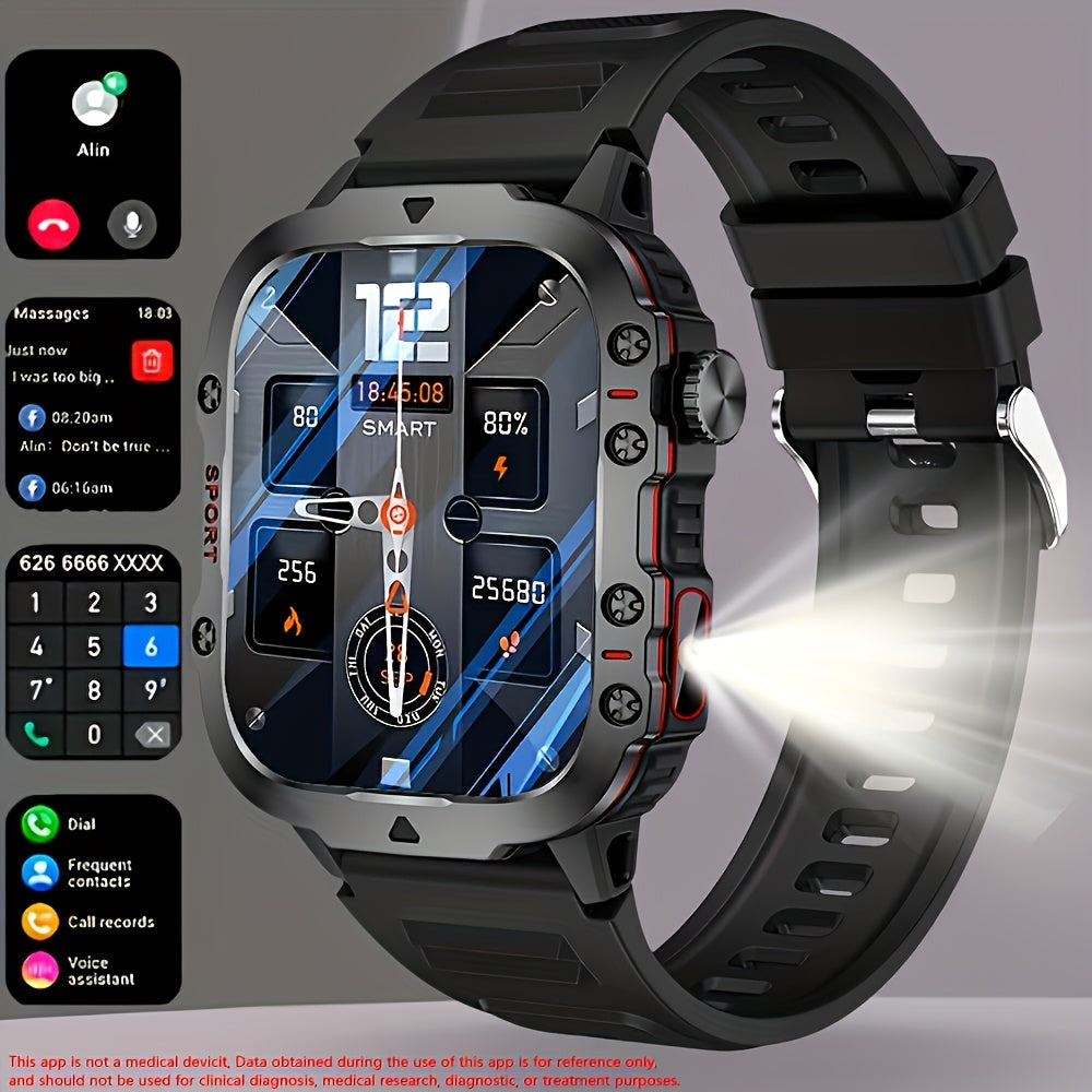 Large Screen Smartwatch Compatible with iPhone Android Wireless Calling SMS Fitness Tracker Heart Rate Monitor Remote Camera Control USB Rechargeable for Men Women - Modern Design Travel Gift
