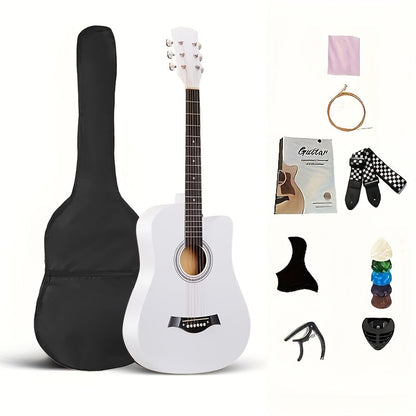 38-Inch Basswood Acoustic Guitar for Beginners – Full-Size Folk Style Steel String Guitar with Rich Warm Tone, Ideal for Practice, Performance & Learning, Available in 5 Colors