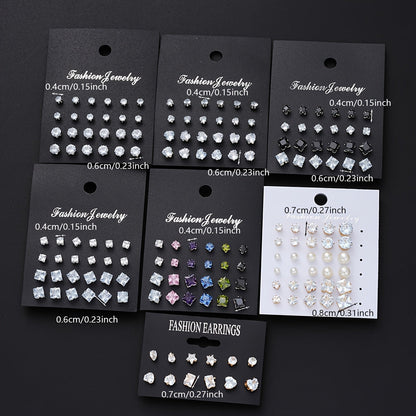 162pcs Rhinestone Geometric Love Earrings Set for Women – Sparkling Heart & Geometric Styles, Multicolor, Perfect for Vacation, Dating, Holiday, Daily Wear & Party Matching