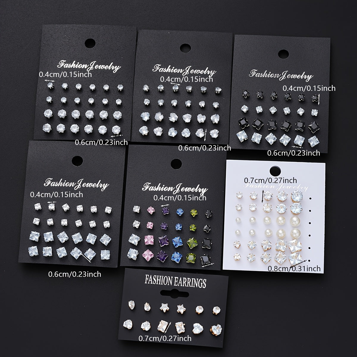 162pcs Rhinestone Geometric Love Earrings Set for Women – Sparkling Heart & Geometric Styles, Multicolor, Perfect for Vacation, Dating, Holiday, Daily Wear & Party Matching