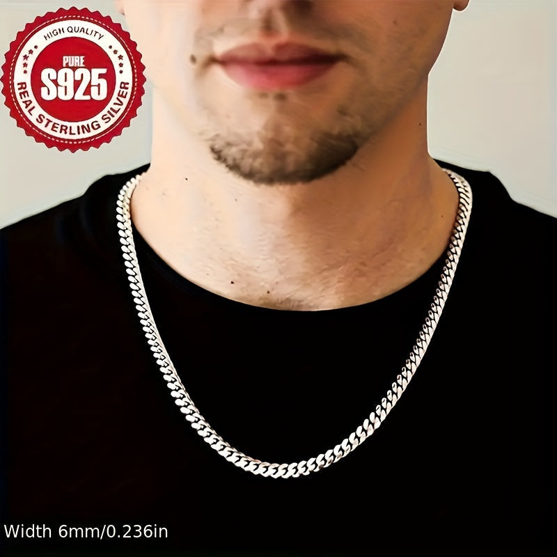 925 Sterling Silver Cuban Link Chain Necklace for Men & Women – 4mm & 6mm Width, 18-24 Inch Hip Hop Silver Chain, Classic Bold Jewelry Gift for Him & Her