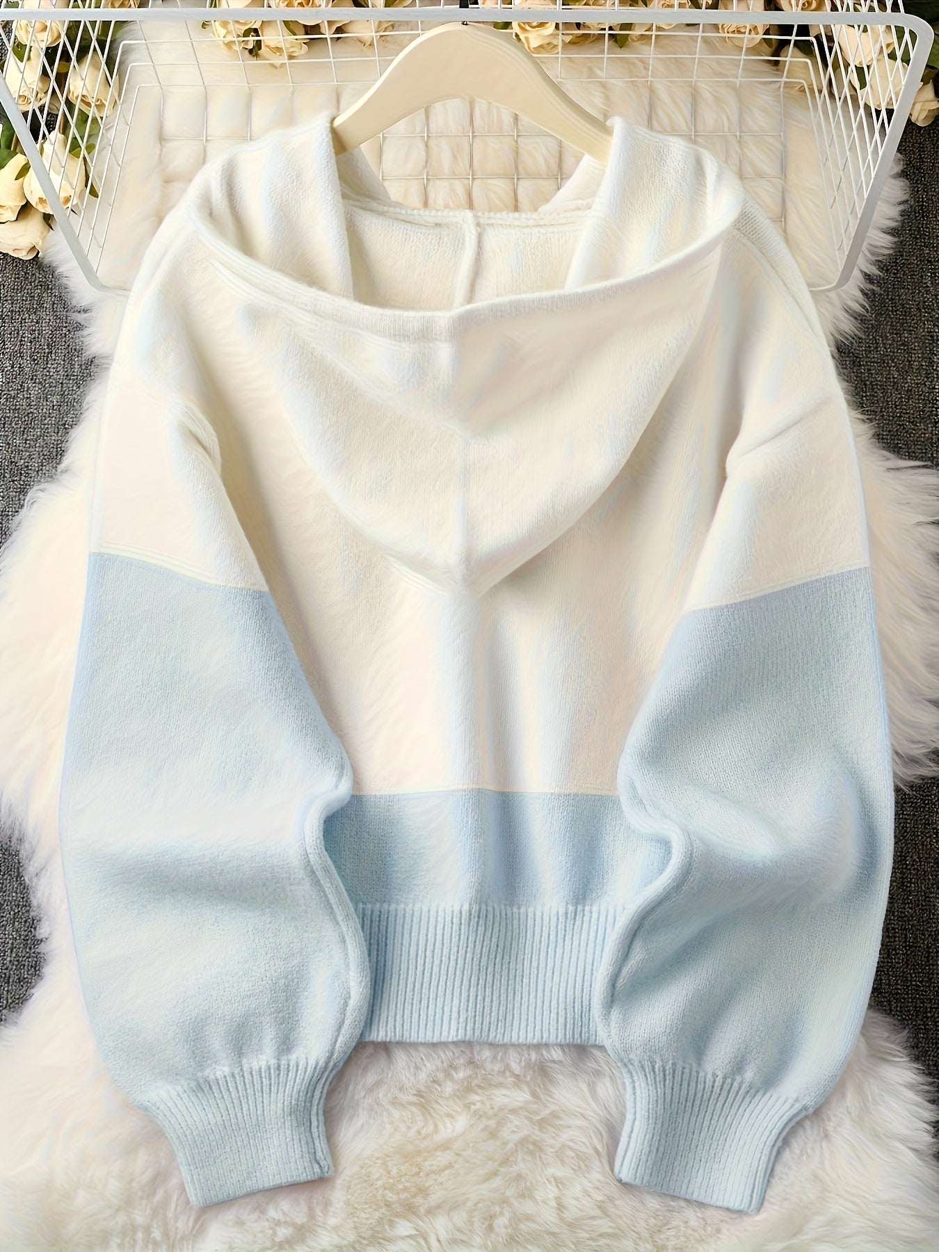 Women's Color Block Hoodie Cardigan Casual Loose Cropped – Lightweight Spring Summer Sporty Zip-Up Sweatshirt Jacket, Pastel Aesthetic Top for Daily Wear Office Parties S M L XL XXL