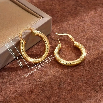 14K Gold Plated Earrings Set 4 Pairs for Women – Hoop Stud and Pendant Mix Durable Circle Earrings for Daily Wear Parties Year-Round Versatile Jewelry Gift