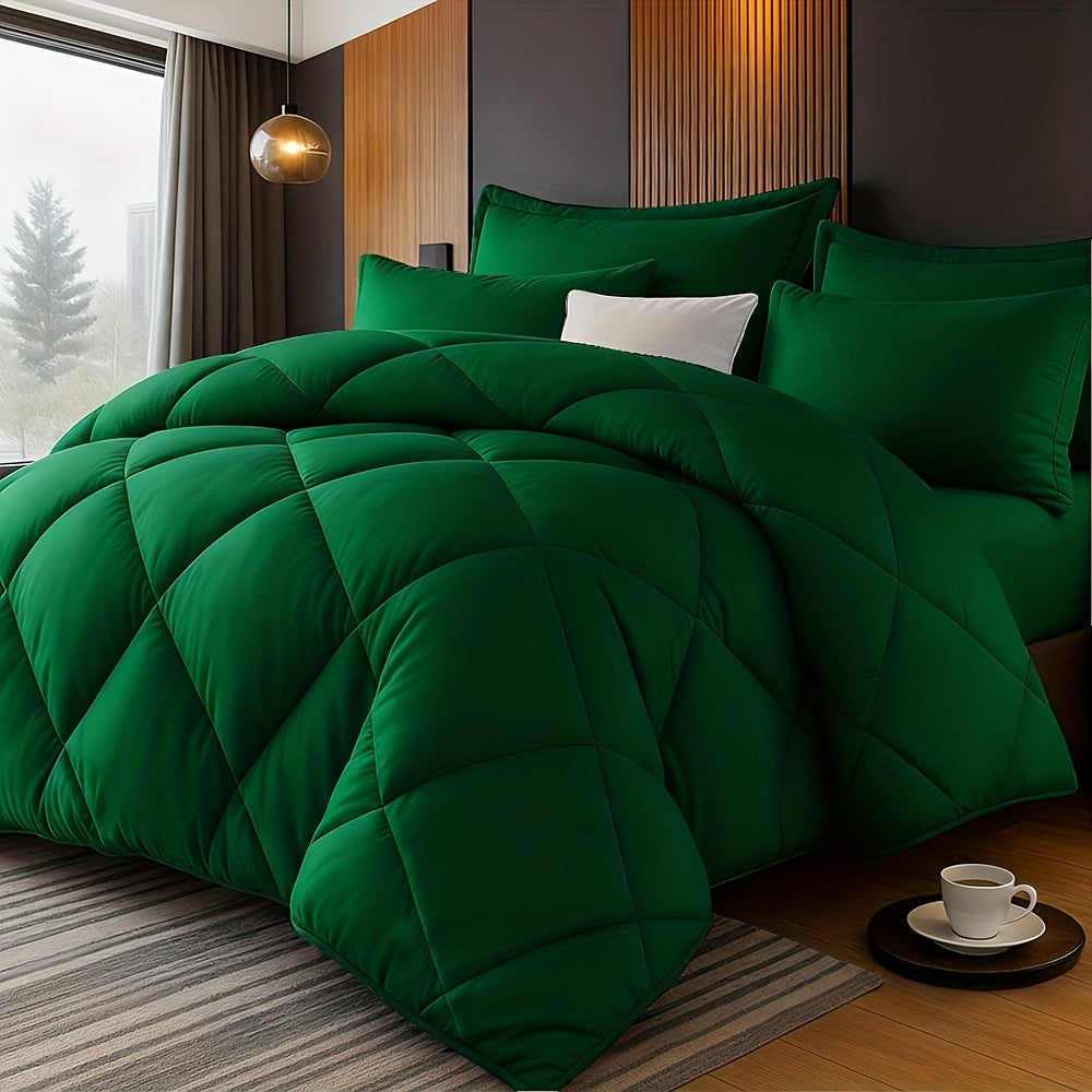 Quilted Comforter Set Twin Queen King Size – Soft Diamond Pattern Quilt with Pillowcases Ultra-Fine Fiber Fill Lightweight Breathable All-Season Bedding 2/3 Piece Multiple Colors