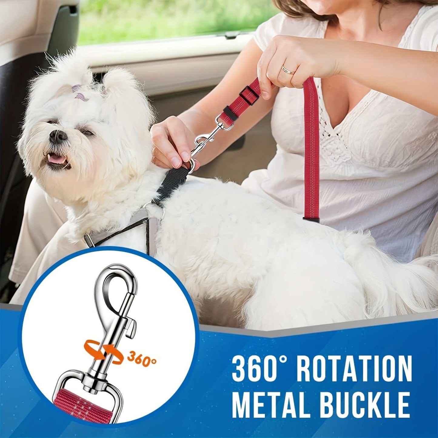 Dual Dog Car Seat Belt for 2 Dogs No-Tangle Headrest Restraint Adjustable Bungee Pet Safety Harness for Small Medium Large Dogs Car Travel