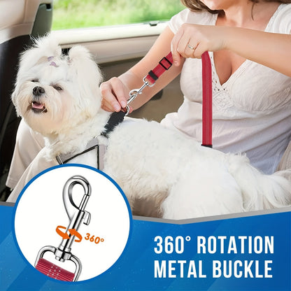 Dual Dog Car Seat Belt for 2 Dogs No-Tangle Headrest Restraint Adjustable Bungee Pet Safety Harness for Small Medium Large Dogs Car Travel
