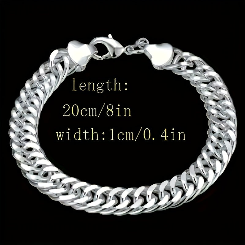 925 Sterling Silver 10mm Cuban Link Chain Bracelet for Men & Women – Tarnish-Resistant Vintage Boho Style, Perfect Gift for Weddings, Parties & Everyday Wear