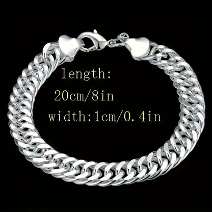 925 Sterling Silver 10mm Cuban Link Chain Bracelet for Men & Women – Tarnish-Resistant Vintage Boho Style, Perfect Gift for Weddings, Parties & Everyday Wear