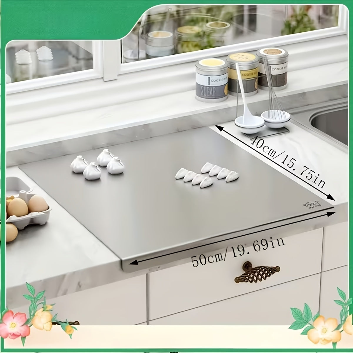 304 Stainless Steel Cutting Board – Rust-Proof Butcher Block Kitchen Prep Board, Easy to Clean, Available in 3 Sizes (15.75”×11.81”, 19.69”×15.75”, 23.62”×15.75”)