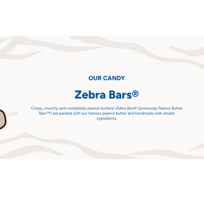 Zebra Bars Crispy Peanut Butter Candy Bars – Crunchy Handmade Peanut Butter Snack Bars, Rich Nutty Flavor, Perfect for Snacking, Gifting, Office Treats & Candy Lovers