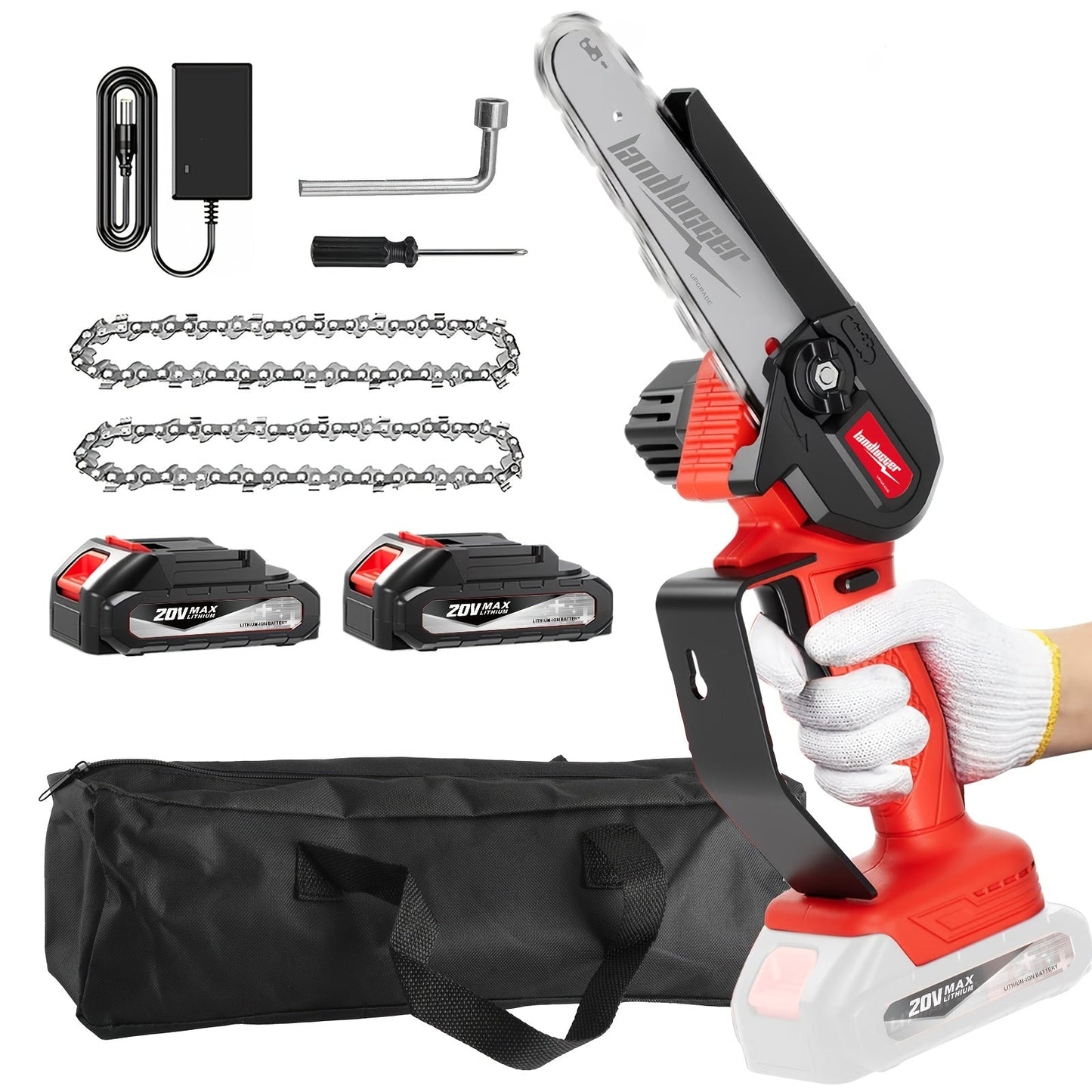 Mini Chainsaw Cordless 6 Inch Battery Powered Electric Chainsaw with Safety Guard Adjustable Chain Ergonomic Grip for Tree Trimming Branch Cutting Yard Work - Gift for DIY Home Garden Outdoor