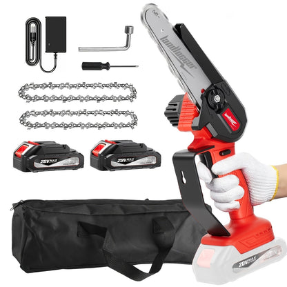 Mini Chainsaw Cordless 6 Inch Battery Powered Electric Chainsaw with Safety Guard Adjustable Chain Ergonomic Grip for Tree Trimming Branch Cutting Yard Work - Gift for DIY Home Garden Outdoor