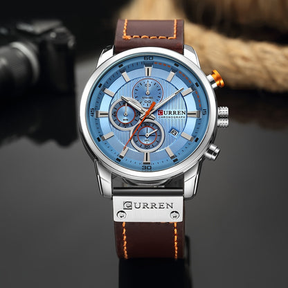 Men's Chronograph Sport Quartz Watch with Date Display – Stopwatch Wristwatch for Men 6 Colors Brown Blue Black Grey Casual Business Everyday Watch Gift
