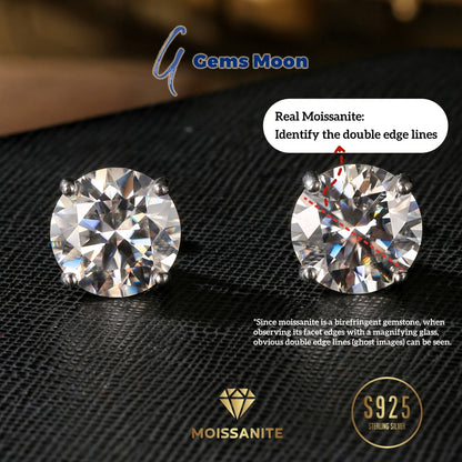 Moissanite Stud Earrings D Color VVS1 S925 Sterling Silver – Hand-Set, GRA Certified, 1CT-6CT, Velvet Pouch & Polishing Cloth Included, Jewelry Gift for Valentine’s Day, Birthday, Mother’s Day, Wedding