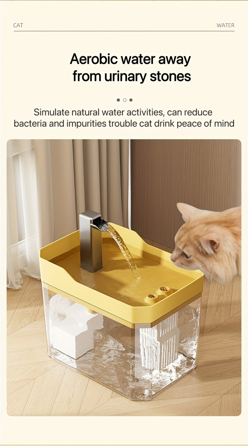 USB Rechargeable Pet Water Fountain 50.72 Oz – Ultra-Silent Automatic Circulating Water Dispenser for Cats & Dogs, No Batteries Required