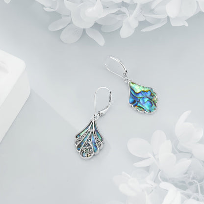 925 Sterling Silver Abalone Shell Dangle Earrings – Hypoallergenic Boho Drop Earrings for Women, Openwork Vintage Design, Iridescent Shell Inlay, Gift for Mother's Day & Valentine's Day