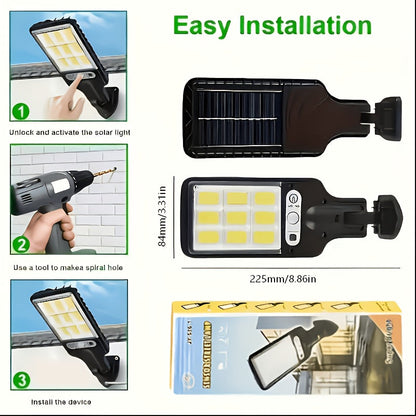 Solar Security Wall Light 108COB LED Motion Sensor with Remote Control – 3 Working Modes, Outdoor Waterproof Spotlight for Garden Patio Porch Garage Door – 2/4/6/8 Pack, Holiday Gift