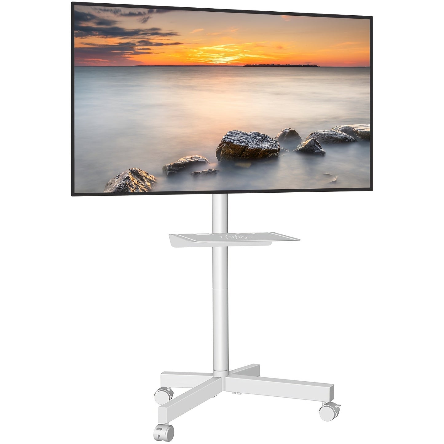 Rolling TV Stand Cart on Wheels for 23–60 Inch TVs – Height Adjustable, 88lb Capacity, VESA 400x400, Media Shelf, 360° Locking Wheels, No Wall Drilling, Mobile TV Mount
