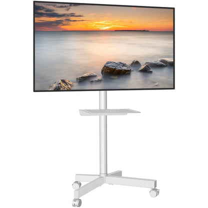 Rolling TV Stand Cart on Wheels for 23–60 Inch TVs – Height Adjustable, 88lb Capacity, VESA 400x400, Media Shelf, 360° Locking Wheels, No Wall Drilling, Mobile TV Mount