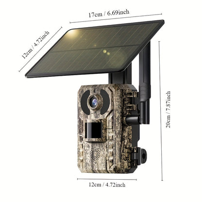 4G LTE Solar Trail Camera 4K Live View Night Vision 0.2s Trigger Remote Phone Access Motion Detection Wide Angle Wireless Game Camera for Deer Hunting Wildlife