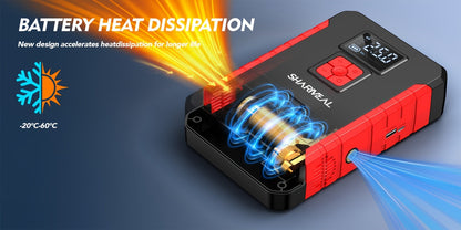 Portable Jump Starter 15000A-19000A Peak | 17-in-1 with 350PSI Air Compressor, 12V Car Battery Charger, LED Light, Digital Display – Emergency Kit for Cars, Trucks & SUVs
