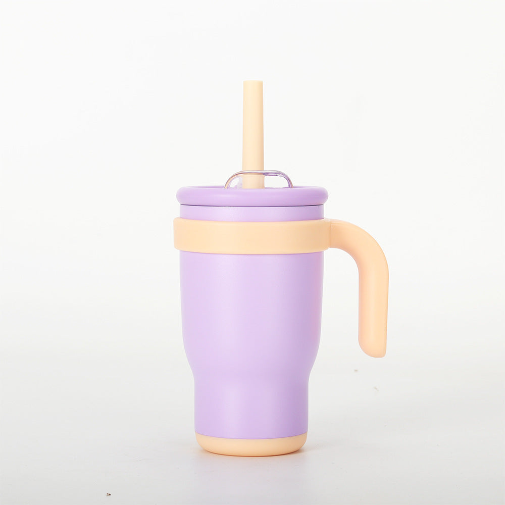 14oz Insulated Coffee Mug with Handle & Straw for Women – Double Wall Stainless Steel Tumbler, Pastel Silicone Boot Sleeve, Splash-Proof Lid, Fits Cup Holders – Cute Aesthetic Cup for Office, Gym, Yoga & Car