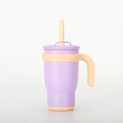 14oz Insulated Coffee Mug with Handle & Straw for Women – Double Wall Stainless Steel Tumbler, Pastel Silicone Boot Sleeve, Splash-Proof Lid, Fits Cup Holders – Cute Aesthetic Cup for Office, Gym, Yoga & Car