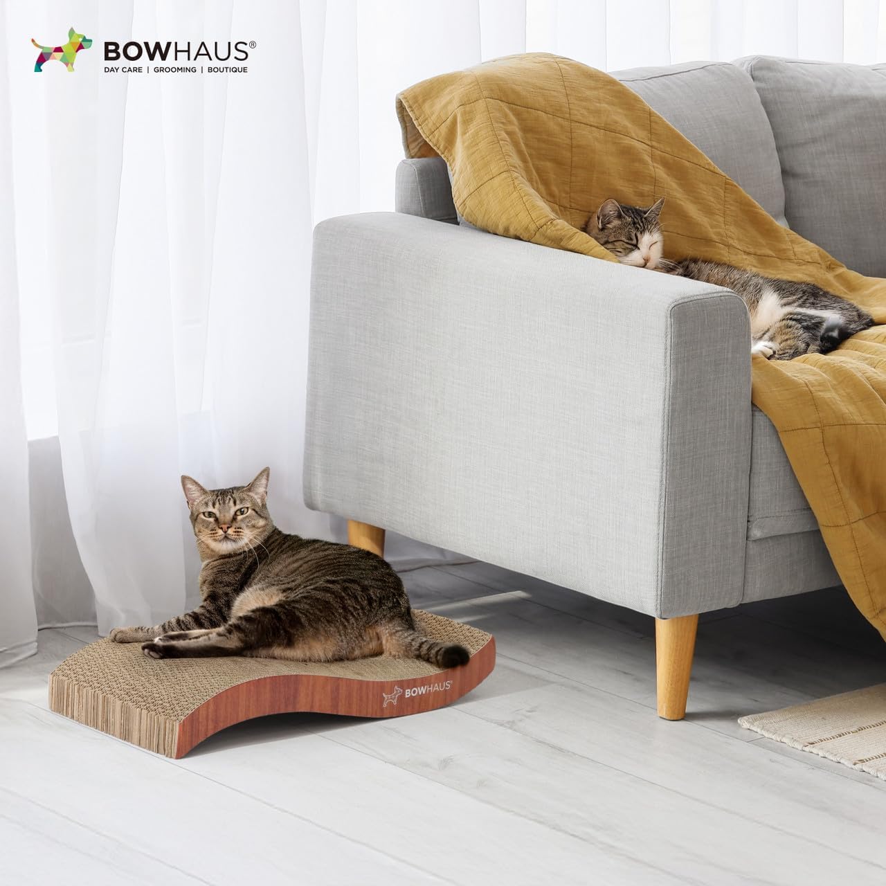 CAPHAUS Reversible Cat Scratcher Lounger – Large 5-Layer High-Density Cardboard Scratching Pad & Board, 16.9 x 8.5 Inch, Protects Furniture, Fits Multi-Cat Households & Large Paw Breeds