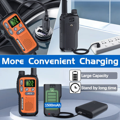 BAOFENG Walkie Talkies for Adults Long Range – 22 FRS Channels, VOX Hands-Free, USB-C Rechargeable Li-ion Battery, LCD Display, Built-in Flashlight, 2-3 Mile Range for Hiking, Camping & Family Outdoor Use