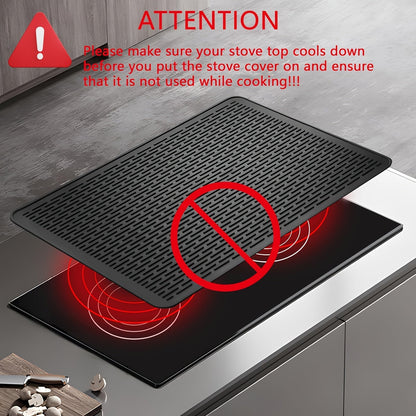 Silicone Electric Stove Top Cover Mat 28"x20" – Heat-Resistant Up to 450°F, Non-Slip Washable Ceramic Glass Cooktop Protector, Extra Large Flat RV Range Cover & Multipurpose Kitchen Mat, Black