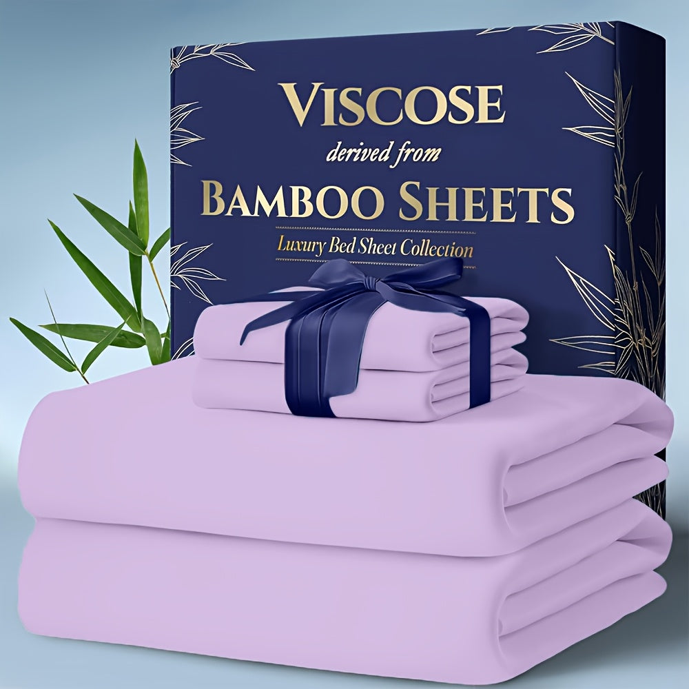 Cooling Bamboo Bed Sheet Sets Deep Pocket | Ultra-Soft Breathable 4-Piece Sheets for Hot Sleepers | Twin Full Queen King | Moisture-Wicking Temperature Regulating Pillowcases Included