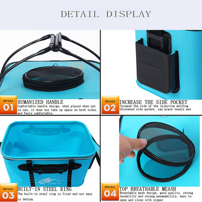 Collapsible Fish Bucket – Portable EVA Live Fish Holder & Bait Bucket for Fishing, Foldable Fish Safety Container for Outdoor Camping, Freshwater & Saltwater Fishing