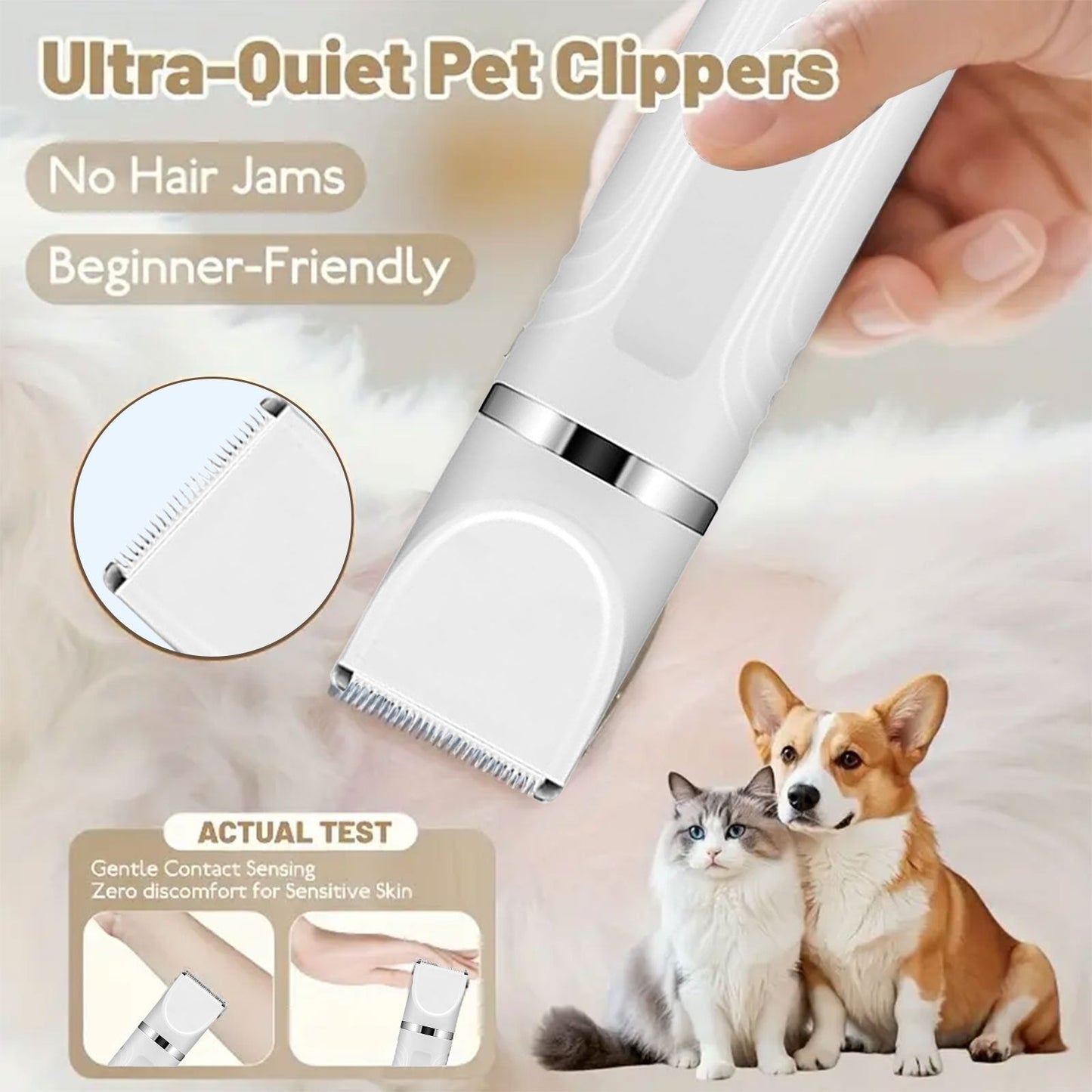 6-in-1 Rechargeable Pet Grooming Kit for Dogs & Cats – Cordless Hair Clipper, Steel Scissors, Comb & Shaver Set for Thick Coats, USB Charging