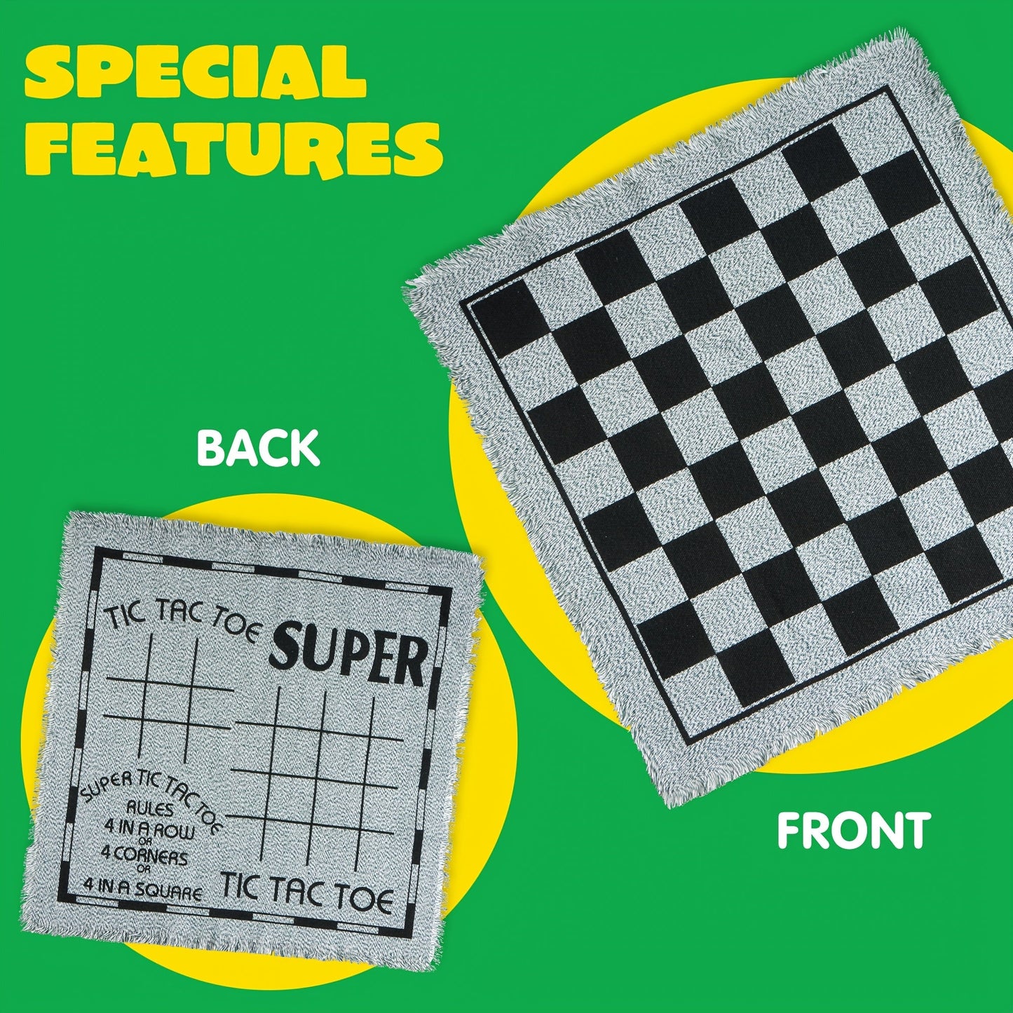 3-in-1 Giant Checkers and Tic Tac Toe Game Set with Reversible Mat 24 Oversized Pieces 2.8 Inch Chips Non-Toxic BPA-Free Indoor Outdoor Lawn Game Family Board Game Birthday Easter Gift Boys Girls Ages 3 and Up
