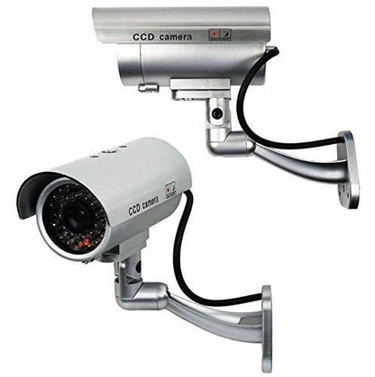 Dummy Security Camera Fake CCTV Surveillance System – Realistic Simulated LED Lights, Adjustable Mount & Warning Stickers, Indoor & Outdoor Home Security Decoy Camera – 2 or 4 Pack