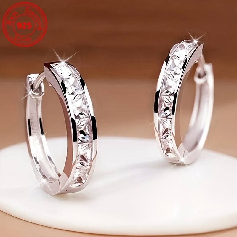 S925 Sterling Silver Zirconia Stud Earrings Set 2 Pairs for Women – Hypoallergenic Lightweight 3.2g Boho Shining Earrings for Daily Wear, Dates, Parties & Valentine’s Day Gift