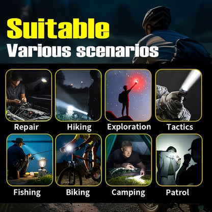 Tactical Flashlight with Fresnel Fire Starter – 4500 Lumen Aluminum Alloy, 1000m Beam, Rechargeable 21700 3000mAh Battery, Portable Compact High Brightness for Camping, Survival & Emergency